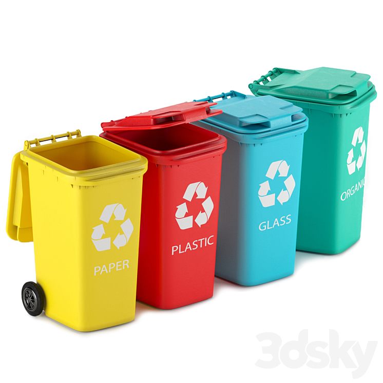 Waste bin 240 l 3DS Max - thumbnail 1