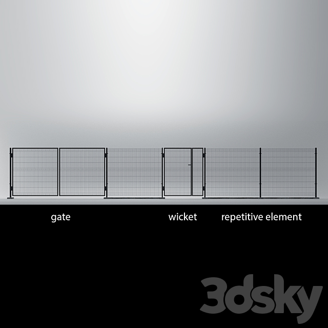 Welded Wire Panel Fence 3DS Max Model - thumbnail 2