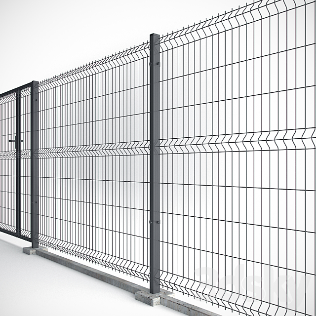 Welded Wire Panel Fence 3DS Max Model - thumbnail 3