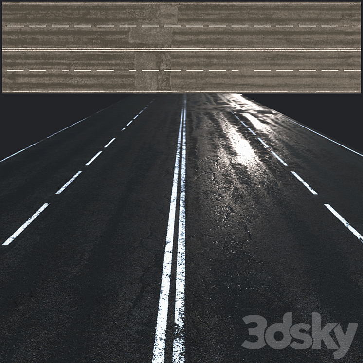 Wet asphalt 3DS Max - thumbnail 2