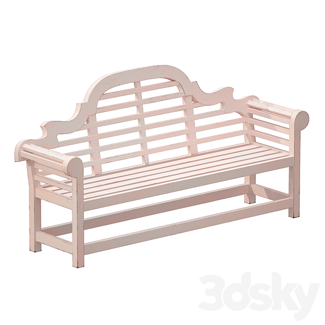 White park bench with backrest 3ds Max - thumbnail 1