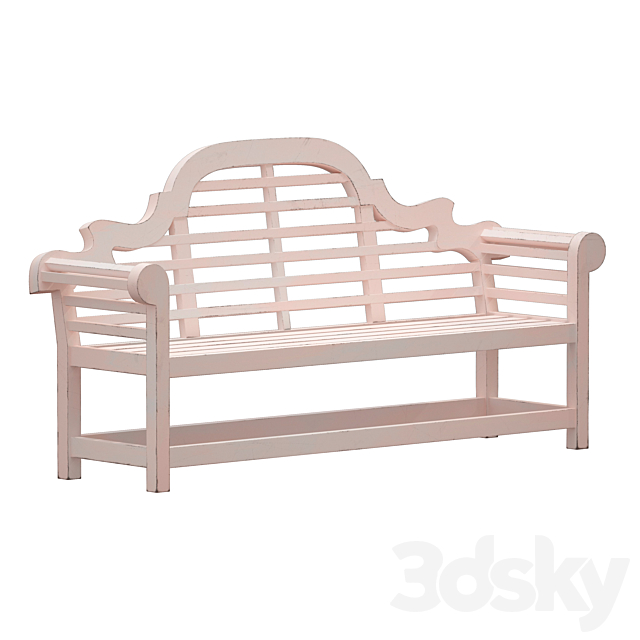 White park bench with backrest 3ds Max - thumbnail 2