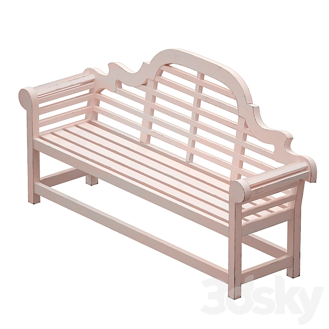 White park bench with backrest 3ds Max - thumbnail 3