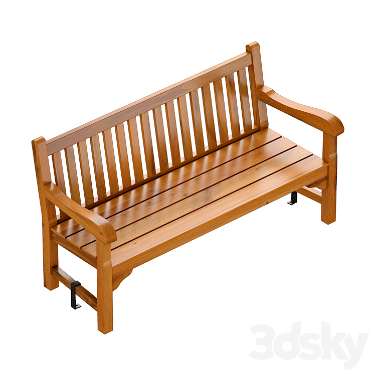 Wooden garden bench \/ park bench 3DS Max - thumbnail 1